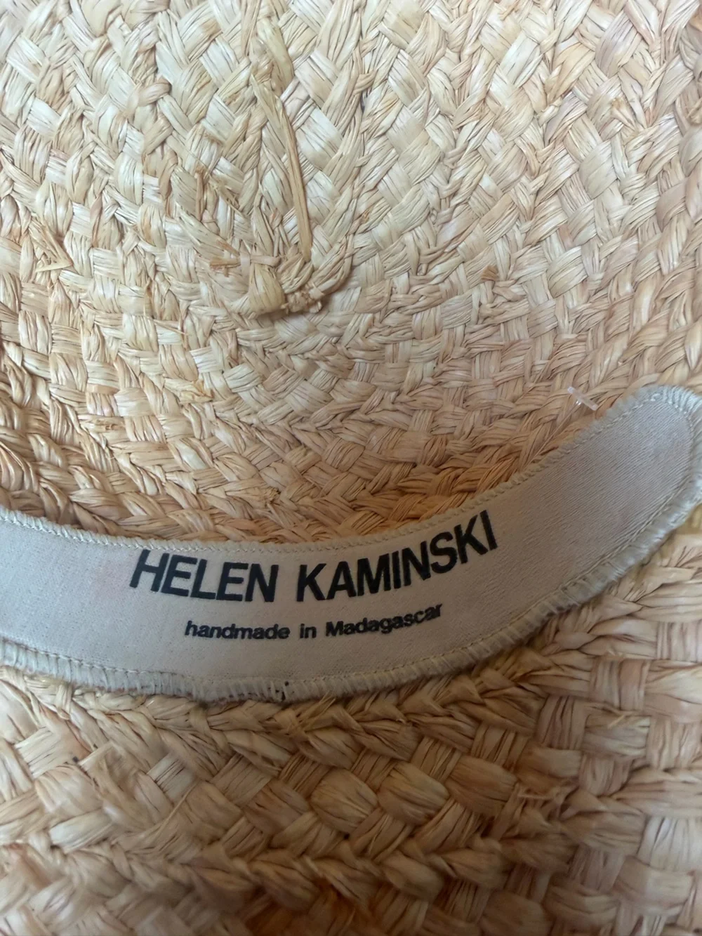 Helen Kaminski Raffia Wide Brim Sun Hat Handmade Madagascar Natural Straw